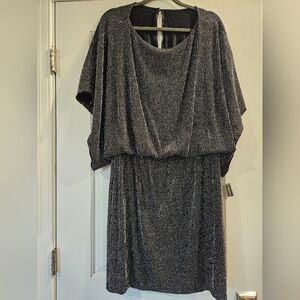 Jessica Howard, Size 16, Dolman Sleeve, Silver Metallic Dress